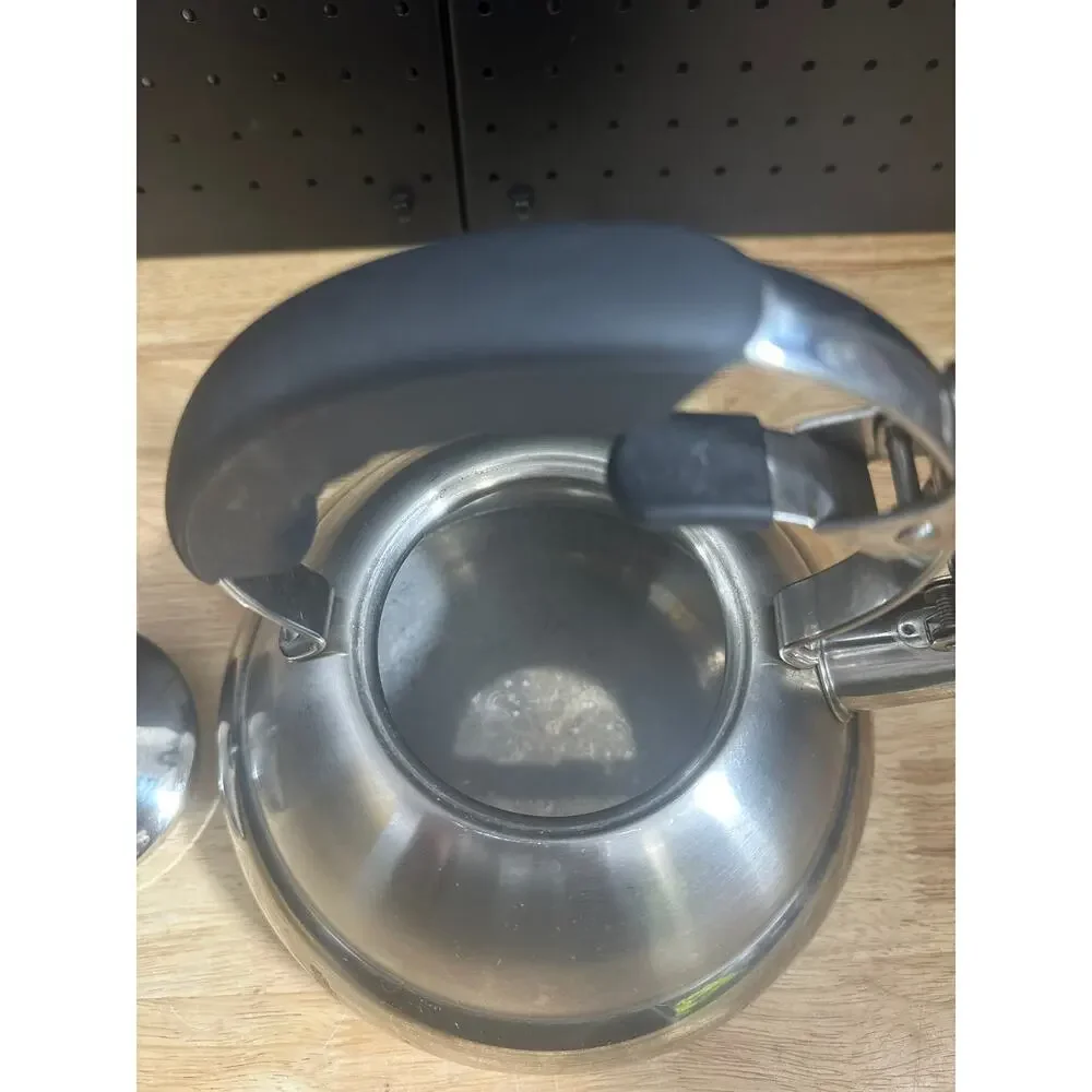 TRAMONTINA 18/10 Stainless Steel 2 QT Tea Kettle With Black Handle
